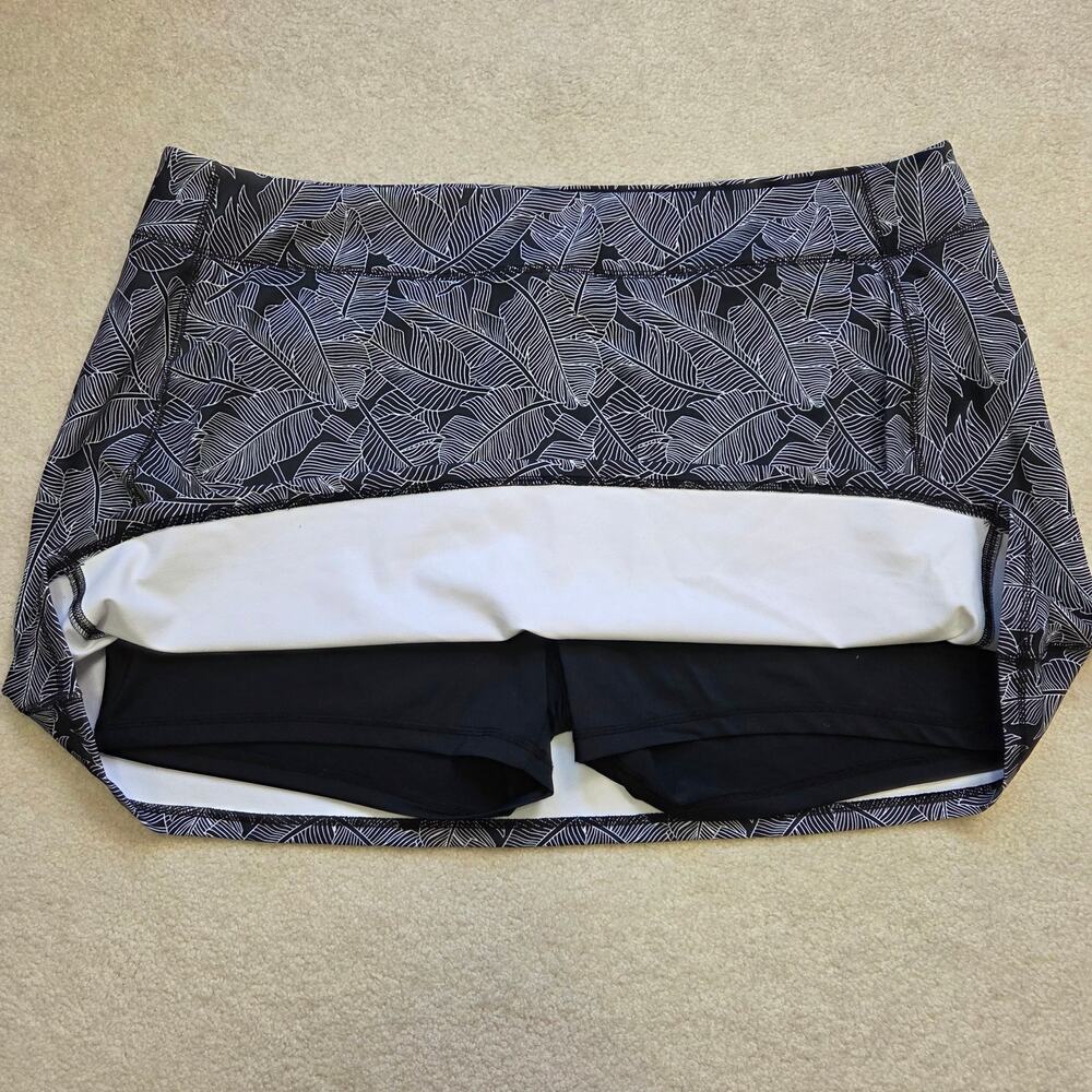 Lands' End 3X Sport Skirt/Skort Pull On Stretch Back Pocket Black White Leaf - Picture 5 of 16